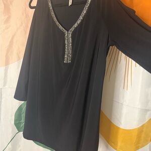 PerSeption Concept Black Cold Shoulder Blouse